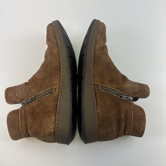 Born Brown Suede Wool Ankle Boots Side Zip Flat Comfort F03226 Womens 8.5 M - Picture 10 of 14